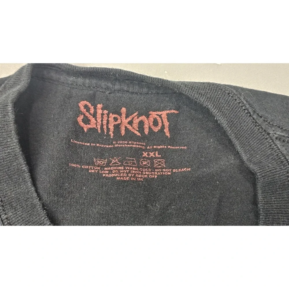 Slipknot T-Shirt Mens XXL Black Skull‎ Group Rock Band Music Tee Double Sided